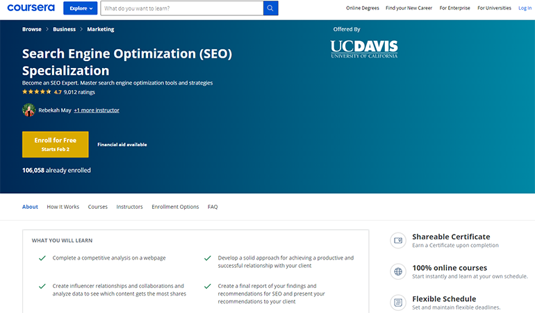 Coursera SEO cursus